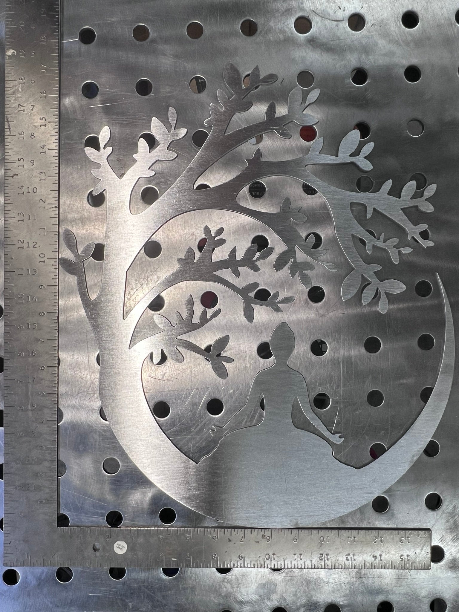 Yoga Under a Tree Metal Wall Art 17" x 15"