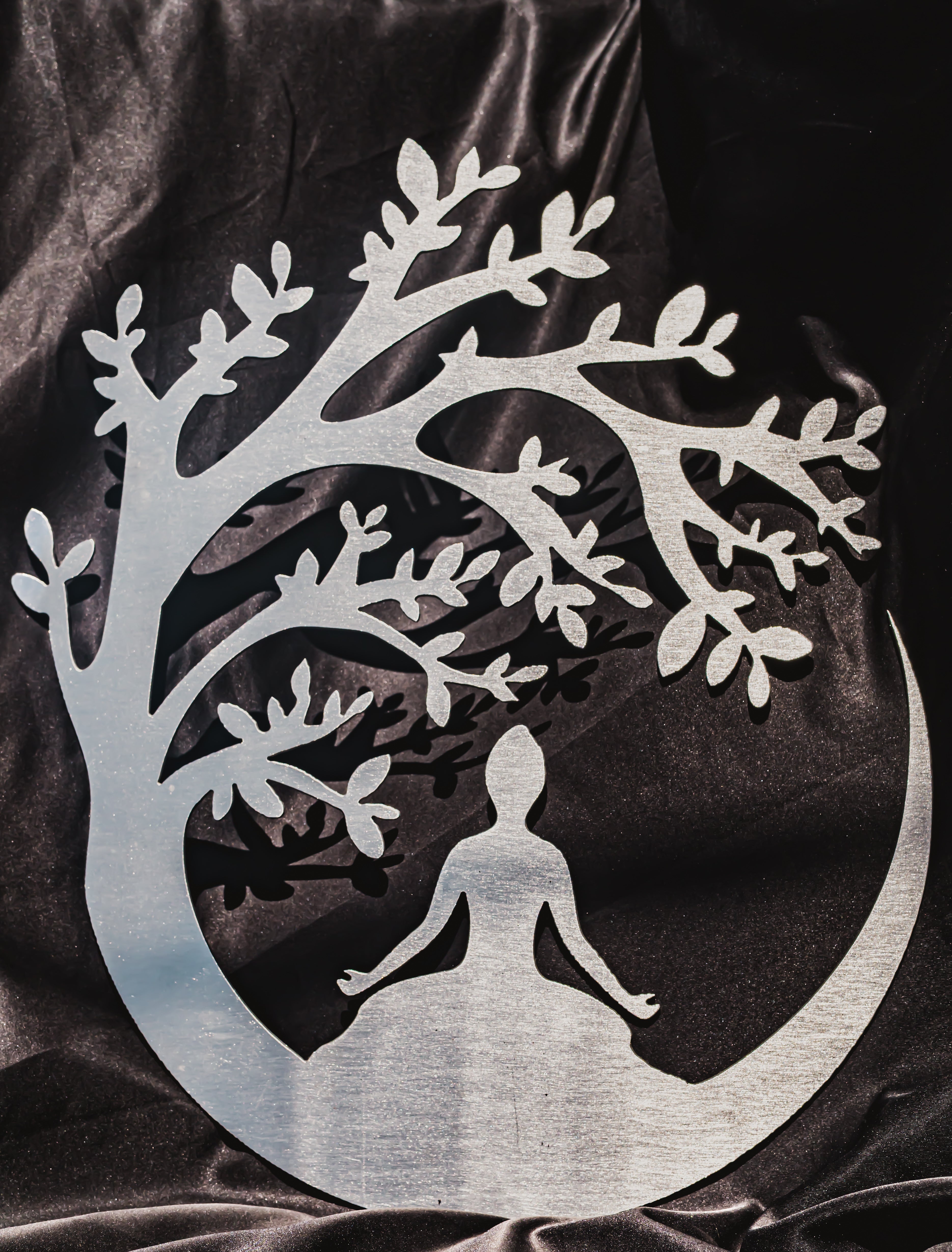 Yoga Under a Tree Metal Wall Art 17" x 15"